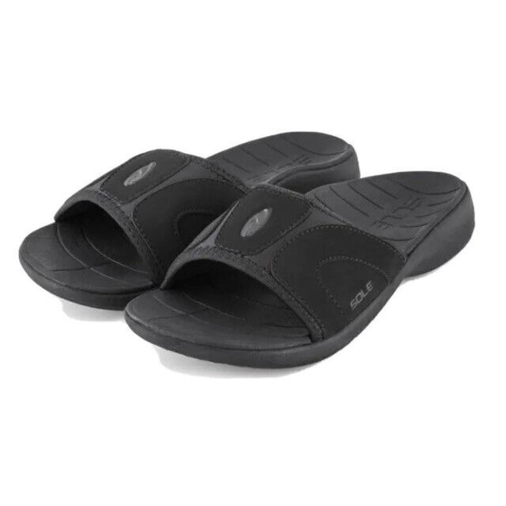 Sole Black Sport Slide Orthotic Sandal Womens 8 Arch‎ Support New